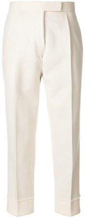 Frayed Wool High-waisted Stripe Trouser