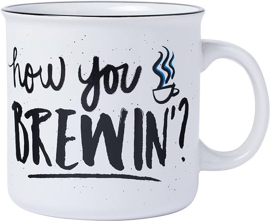 Amazon.com: Friends How You Brewin Ceramic Camper-Style Coffee Mug, 20 Ounces : Home & Kitchen