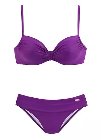 Purple Underwired Pleated Bikini by LASCANA | Swimwear365