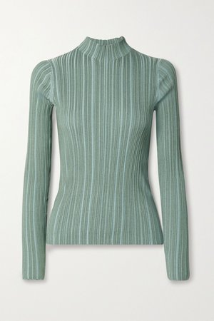 Gray green Ribbed cotton-blend turtleneck sweater | Acne Studios | NET-A-PORTER
