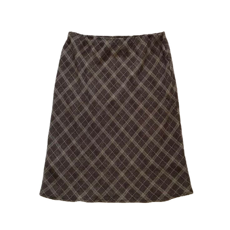 brown plaid midi skirt