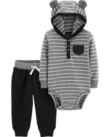 Baby Boy 2-Piece Hooded Bodysuit Pant Set | Carters.com