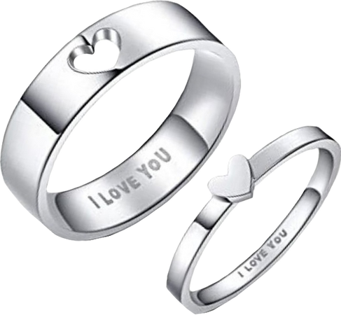 silver matching heart rings