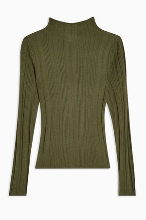 Khaki Knitted Funnel Neck Top | Topshop