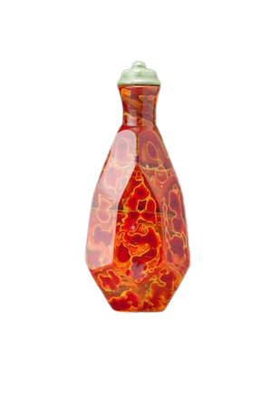 A multi-facetted 'realgar' glass snuff bottle, Beijing, 1710-1780
