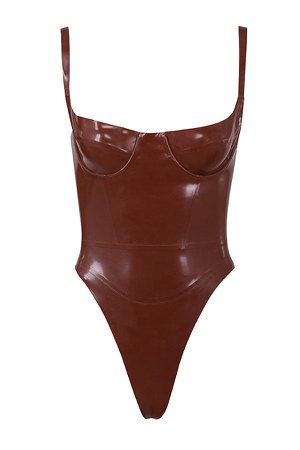 *clipped by @luci-her* 'Tia' Cocoa Latex Bustier Bodysuit