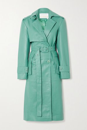 Turquoise Pirello leather trench coat | REMAIN Birger Christensen | NET-A-PORTER