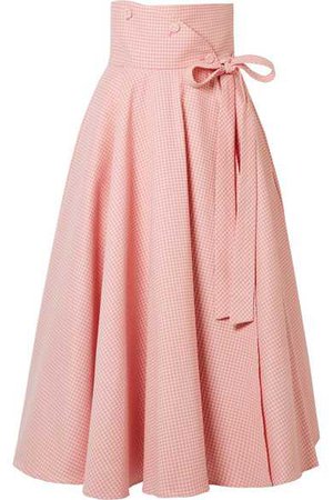 Sara Battaglia | Gingham cotton-blend wrap midi skirt | NET-A-PORTER.COM
