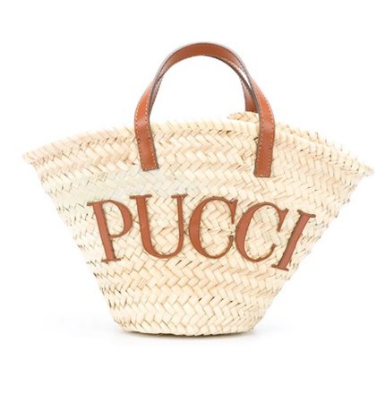 Emilio pucci logo patch basket beach bag