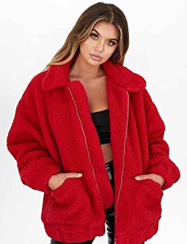 PRETTYGARDEN Women's Fashion Long Sleeve Lapel Zip Up Faux Shearling Shaggy Oversized Coat Jacket with Pockets Warm Winter (Black, Small) at Amazon Women's Coats Shop