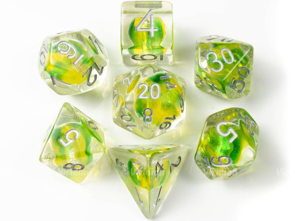 Toxic Bubble Green Yellow Glass Bead Inside Resin Dice Set | Etsy