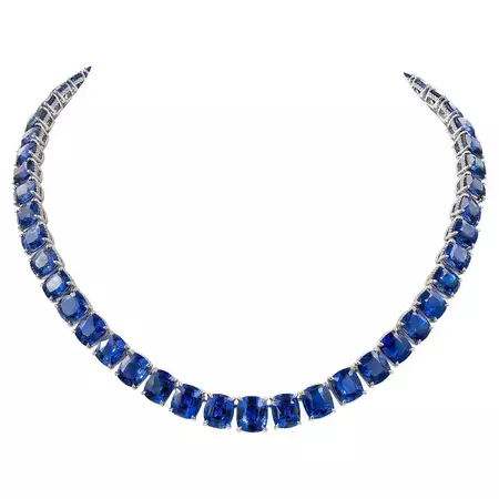 Spectra Fine Jewelry Saphir-Diamant-Tennis-Halskette im Angebot bei 1stDibs