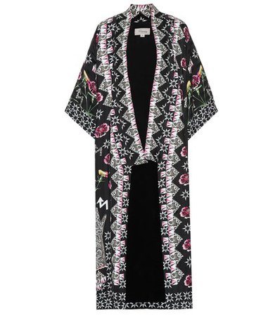 Flux printed satin kimono