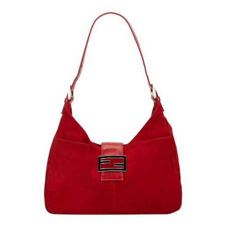 Fendi Red Suede Shoulder Bag - BrandAlley