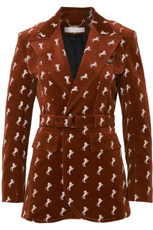 Chloé | Embroidered cotton-blend velvet blazer | NET-A-PORTER.COM