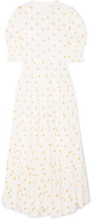 Agyness Tiered Floral-print Voile Maxi Dress - White