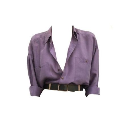 dusty purple rolled up sleeves open button down up shirt black belt png