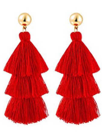 Red Tassel Earrings