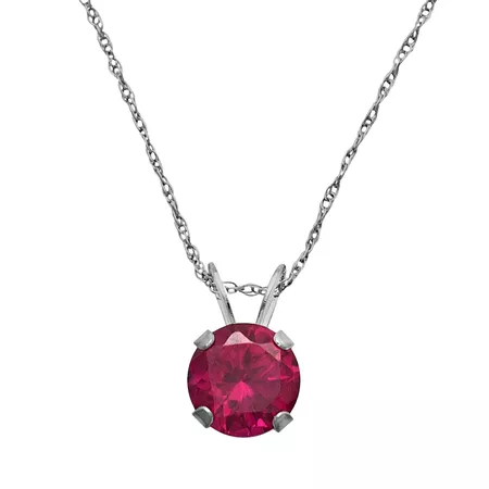 10k White Gold Lab-Created Ruby Pendant