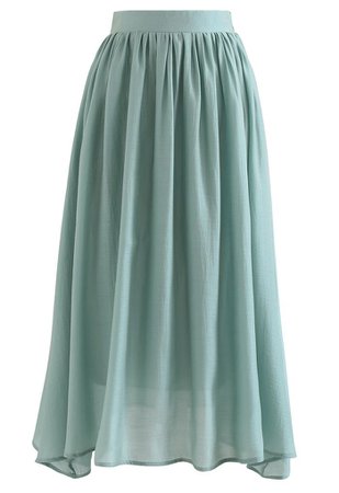 Simplicity Solid Color Textured Skirt in Teal - Retro, Indie and Unique Fashion