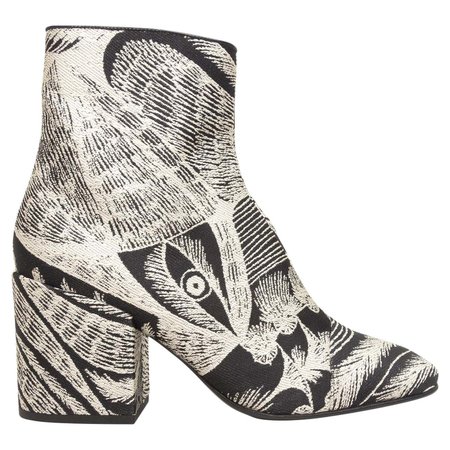 Dries Van Noten White and Black Jacquard Ankle Boots For Sale at 1stDibs