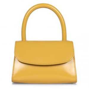 BY FAR Yellow Semi Patent Mini Handbag