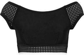 Waimea Bay Off-the-shoulder Perforated Neoprene Bikini Top