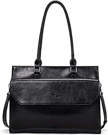 Amazon.com: Briefcase for Women Oil Wax Leather Vintage 15.6 Inch Laptop Business Shoulder Bag Black: Shoes