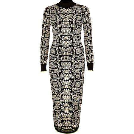 Brown snake print high neck fitted dress - Bodycon Dresses - Dresses - women