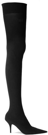 Knife Stretch-knit Thigh Boots - Black