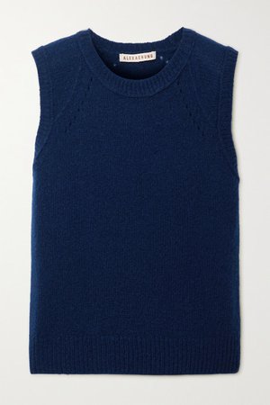 Lyndon Pointelle-trimmed Cashmere And Silk-blend Tank - Navy