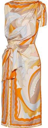 Knotted Printed Silk-twill Dress