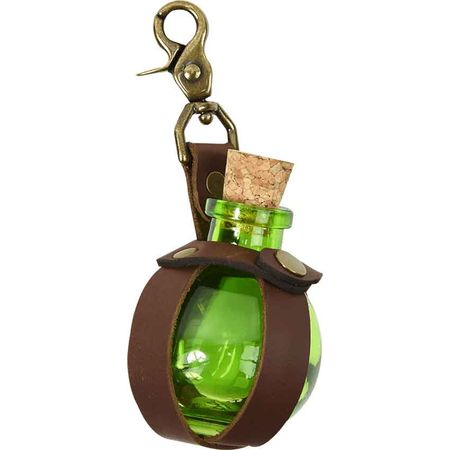 Green Small Round Glass Bottle Potion - Medieval Collectibles