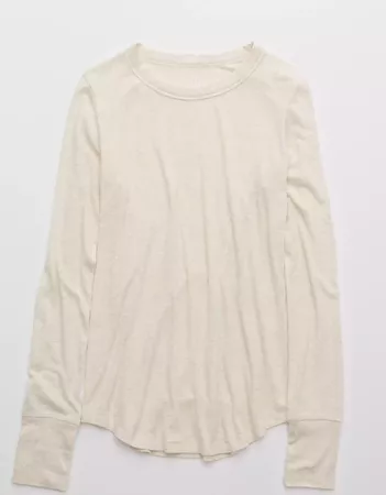 Aerie Ribbed Long Sleeve T-Shirt white
