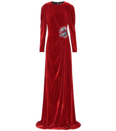 Embellished velvet gown