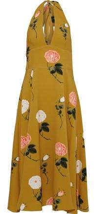 Floral-print Washed-crepe Halterneck Midi Dress