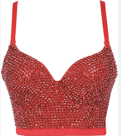 red bedazzled corset top