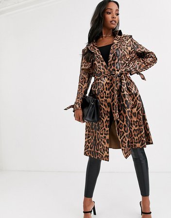Jayley leopard print trench coat | ASOS