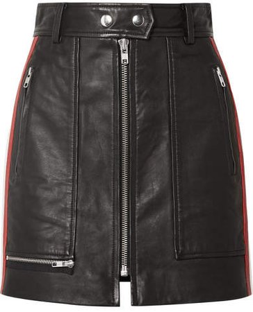Alynne Striped Leather Mini Skirt - Black