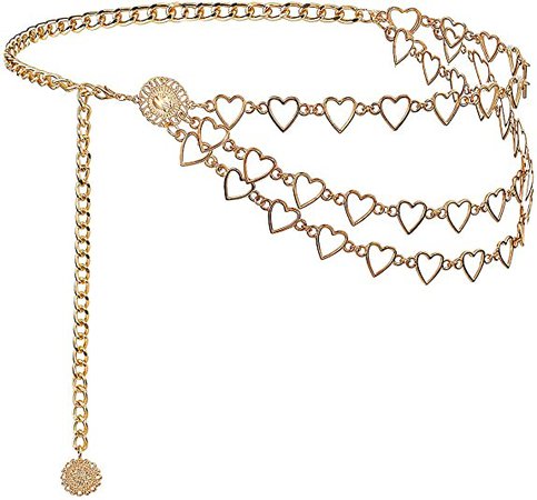 Amazon.com: Suyi Heart Chain Belts for Women Gold Waist Chain Belt Multilayer Belly Chain Plus Size 130CM Gold: Jewelry