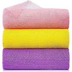 GIGULES, 3 Pieces African Net Bath Sponge African Exfoliating African Scrubbing Long Net Rag African Wash Net Shower Body Scrubber, Yellow Pink Purple : Beauty & Personal Care