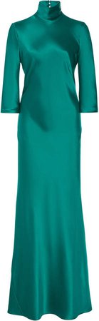 Margot Silk-Satin Turtleneck Gown Size: 36