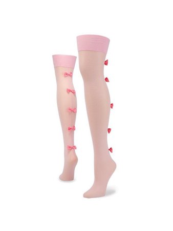 Pink knee high bow socks