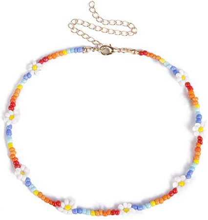 Amazon.com: Barode Boho Seed Bead Choker Rainbow Flower Colorful Necklaces Puka Shell Chain Hawaiian Beach Necklace for Women and Girls: Clothing, Shoes & Jewelry