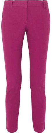 Cotton-blend Twill Slim-leg Pants - Pink