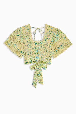 Floral Crop top Embroidered Sun Top | Topshop