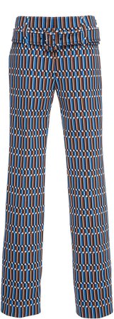Belted Printed Straight-Leg Pants