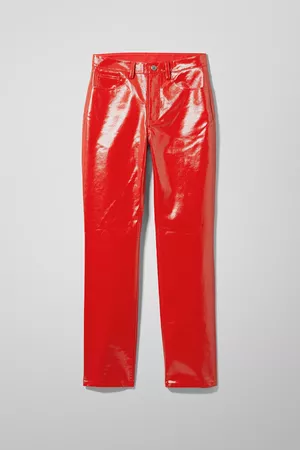 Ralph Coated Trousers - Red - Trousers - Weekday GB