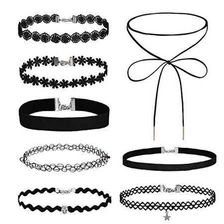Amazon.com: BodyJ4You 8 Pieces Choker Necklace Velvet Classic Vintage Lace Collar Girls Tattoo Gothic Stretch Set: Jewelry