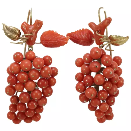Victorian coral dangle earrings